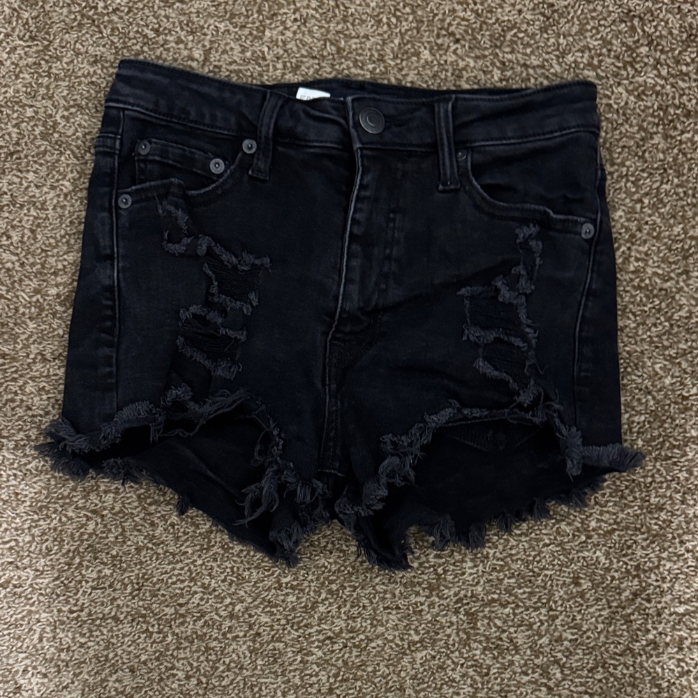 Aeropostale Black Ripped Jean Shorts